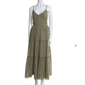 Caroline Constas Olive Green Eyelet Maxi Dress Women’s Size Small back bow